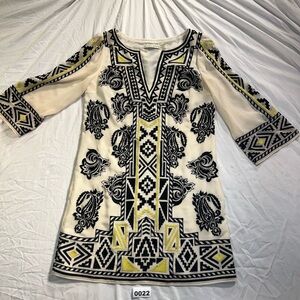 Alice + Olivia Cream and Black Embellished Sheath Dress